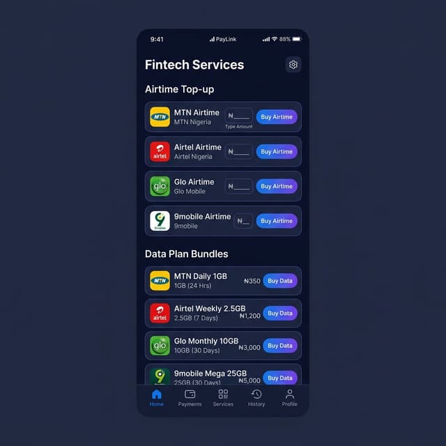 Services screen
